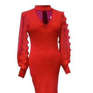 Almost Famous Vibrant Red Long Sleeve Dress